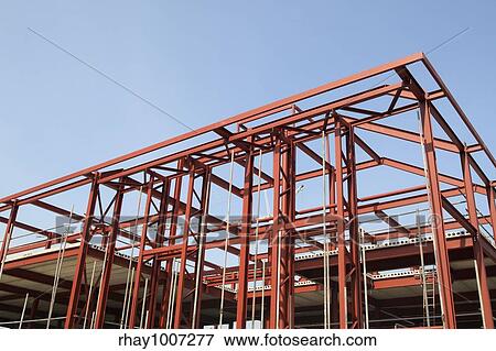 Red steel building construction framework. View Large Photo Image Stock Photo - Red steel building construction framework.. Fotosearch