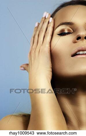 retro styled portrait of a womans with glowing skin View Large Photo Image Stock Image - retro styled portrait of a womans with glowing skin. Fotosearch