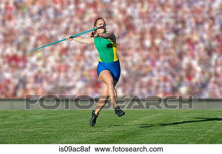 Athlete throwing javelin View Large Photo Image Stock Image - Athlete throwing javelin. Fotosearch