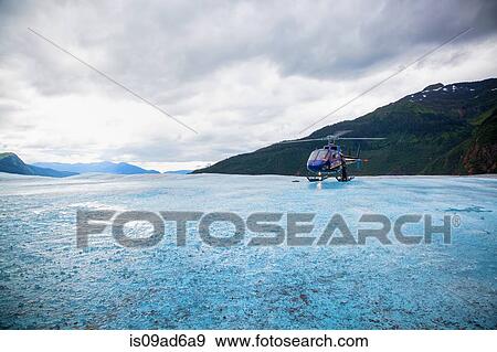 Helicopter on Mendenhall Glacier, Alaska, USA View Large Photo Image Stock Photo - Helicopter on Mendenhall Glacier, Alaska, USA. Fotosearch