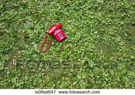 Red retro telephone on grass View Large Photo Image Stock Photo - Red retro telephone on grass. Fotosearch