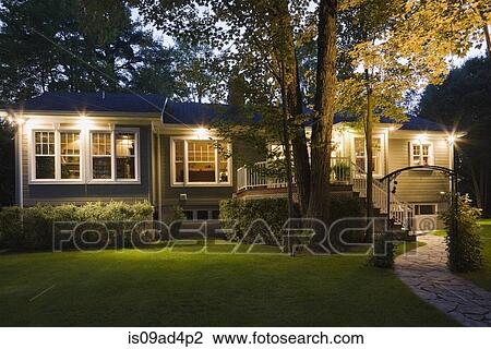 Residential house at dusk, Quebec, Canada View Large Photo Image Stock Image - Residential house at dusk, Quebec, Canada. Fotosearch
