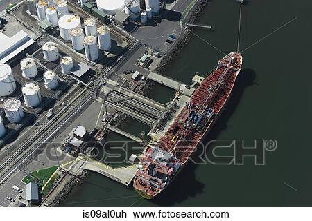 Aerial view of cargo ship, Port Melbourne, Melbourne, Victoria, Australia View Large Photo Image Stock Image - Aerial view of cargo ship, Port Melbourne, Melbourne, Victoria, Australia. Fotosearch