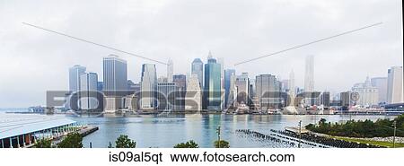Panoramic view of Lower Manhattan skyline, New York, USA View Large Photo Image Stock Photograph - Panoramic view of Lower Manhattan skyline, New York, USA. Fotosearch