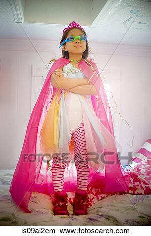 Picture - Portrait of young girl wearing fancy dress costume. Fotosearch