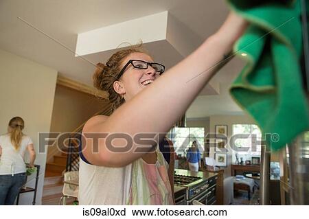 Women cleaning home with green cleaning products View Large Photo Image Stock Image - Women cleaning home with green cleaning products. Fotosearch