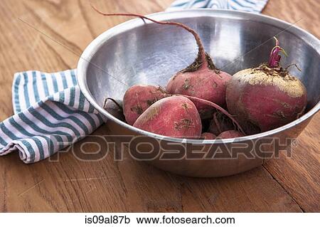 Stock Image - Bowl of raw beetroot. Fotosearch