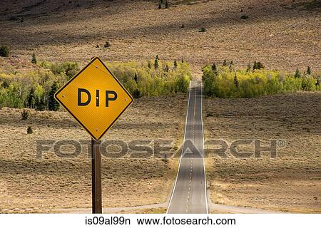 Elevated view of dip warning sign on highway 89, California, USA View Large Photo Image Picture - Elevated view of dip warning sign on highway 89, California, USA. Fotosearch