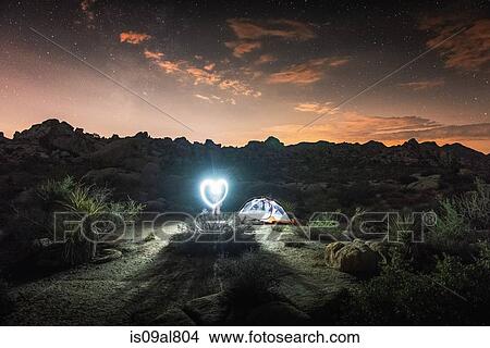Illuminated tent by night, Joshua Tree National Park, California, US View Large Photo Image Picture - Illuminated tent by night, Joshua Tree National Park, California, US. Fotosearch