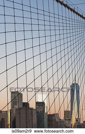 Stock Photo - Manhattan skyline from Brooklyn Bridge, New York, USA. Fotosearch