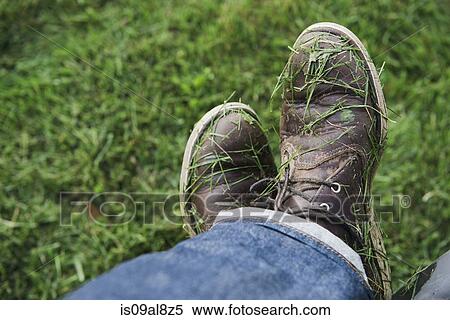 Mans shoes covered in freshly mown grass View Large Photo Image Stock Photography - Mans shoes covered in freshly mown grass. Fotosearch