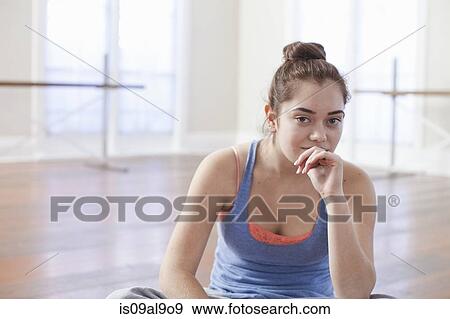 Stock Photo - Portrait of teenage girl in ballet school. Fotosearch