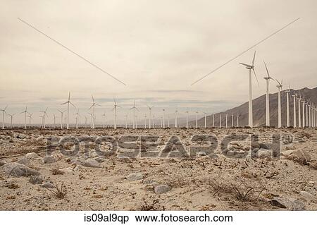 Rows of wind turbines, California, USA View Large Photo Image Stock Photography - Rows of wind turbines, California, USA. Fotosearch