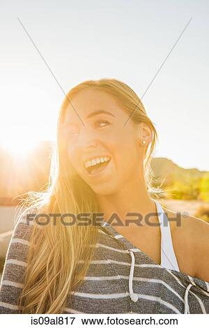 Woman smiling widely View Large Photo Image Stock Photo - Woman smiling widely. Fotosearch