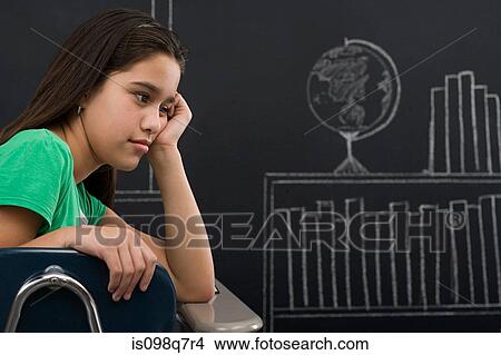 Picture - A girl thinking. Fotosearch