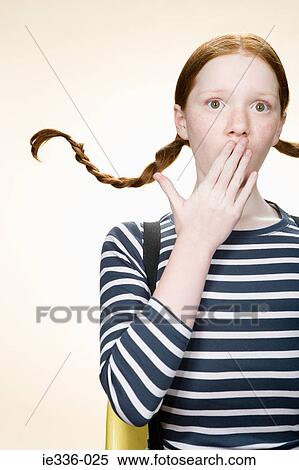 Stock Photography - A surprised girl. Fotosearch