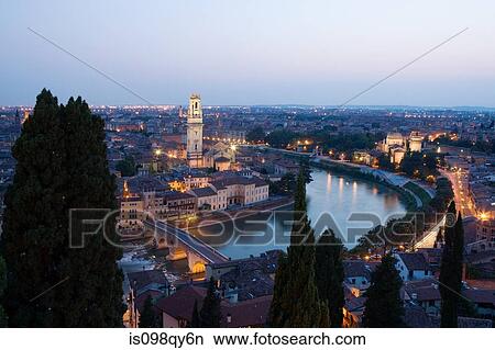 Aerial view of verona old town and river adige View Large Photo Image Picture - Aerial view of verona old town and river adige. Fotosearch