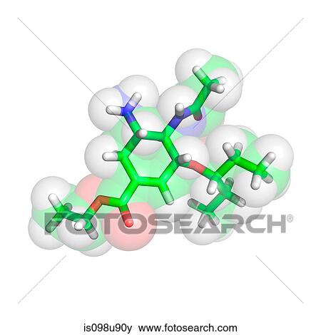 Stock Photo - Anti-flu medication molecule. Fotosearch