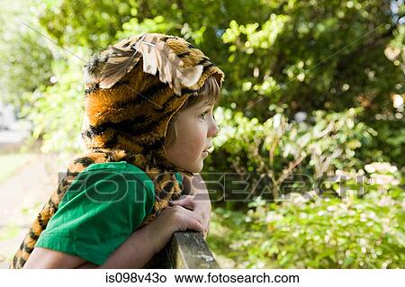 Boy dressed up as tiger View Large Photo Image Picture - Boy dressed up as tiger. Fotosearch
