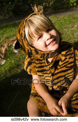 Stock Photo - Boy dressed up as tiger. Fotosearch