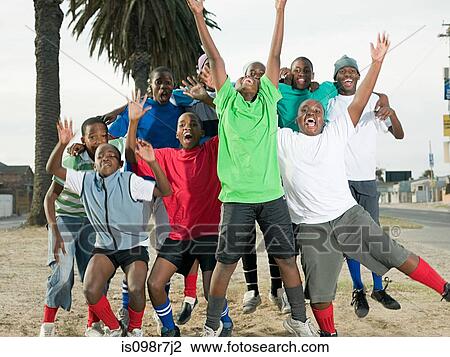 Stock Image - Boys jumping. Fotosearch