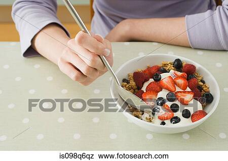 Breakfast granola with fruit View Large Photo Image Stock Photo - Breakfast granola with fruit. Fotosearch