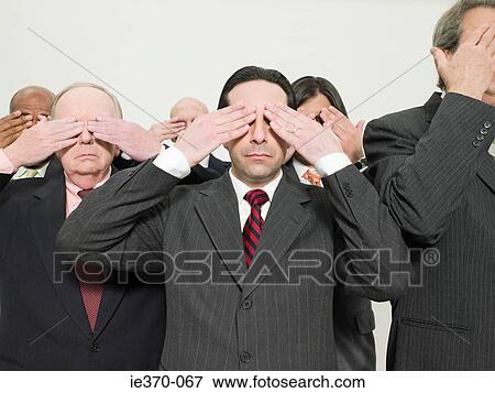 Businessmen covering eyes View Large Photo Image Stock Photo - Businessmen covering eyes. Fotosearch