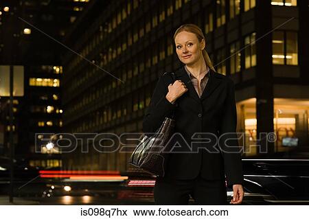 Businesswoman at night View Large Photo Image Stock Photo - Businesswoman at night. Fotosearch