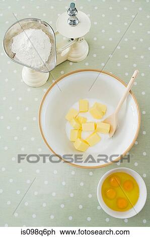 Stock Image - Cake ingredients. Fotosearch