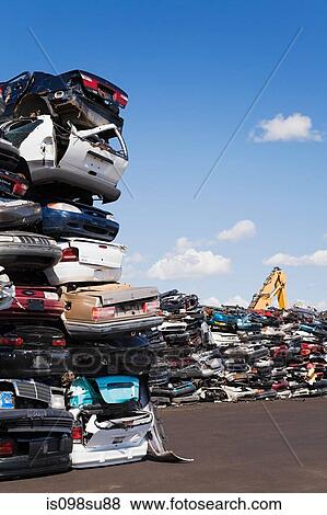 Cars in scrap yard View Large Photo Image Stock Photo - Cars in scrap yard. Fotosearch