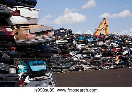 Cars in scrap yard View Large Photo Image Stock Photo - Cars in scrap yard. Fotosearch