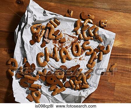 Chaos written in biscuits View Large Photo Image Stock Image - Chaos written in biscuits. Fotosearch