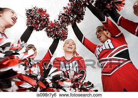 Cheerleaders with pom poms View Large Photo Image Stock Photograph - Cheerleaders with pom poms. Fotosearch