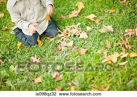 Child with leaves View Large Photo Image Stock Image - Child with leaves. Fotosearch
