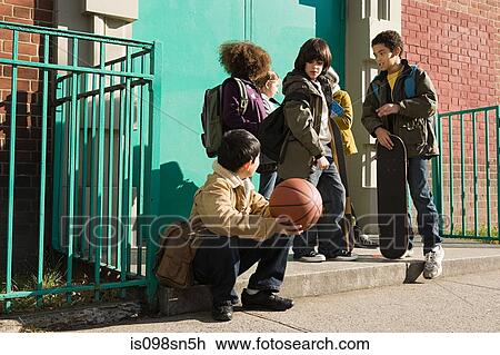 Children outside school View Large Photo Image Stock Image - Children outside school. Fotosearch