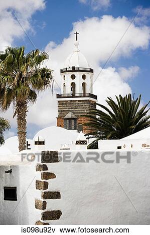 Church and palm trees, Teguise, Lanzarote View Large Photo Image Stock Photo - Church and palm trees, Teguise, Lanzarote. Fotosearch