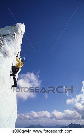 Stock Photography - Climber on serac at easton glacier. Fotosearch