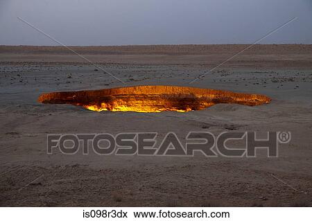 Darvaza Gas Crater View Large Photo Image Stock Photo - Darvaza Gas Crater. Fotosearch