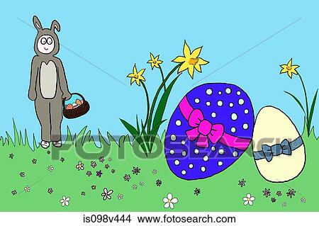 Easter bunny with Easter eggs, illustration View Large Photo Image Picture - Easter bunny with Easter eggs, illustration. Fotosearch