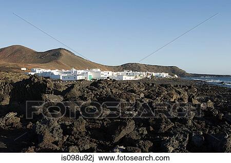 El Golfo and black lava field, Lanzarote View Large Photo Image Stock Image - El Golfo and black lava field, Lanzarote. Fotosearch