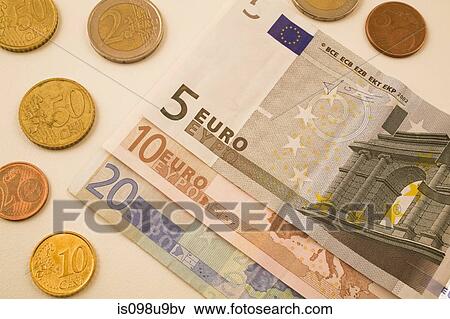 Stock Photo - Euro notes and coins. Fotosearch
