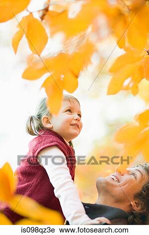 Stock Image - Father and daughter in park. Fotosearch