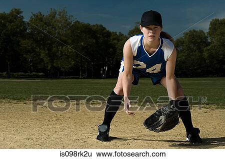 Female baseball player View Large Photo Image Stock Photograph - Female baseball player. Fotosearch