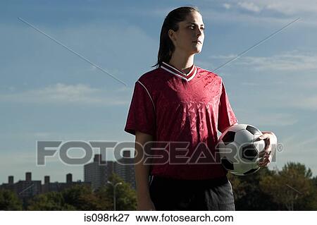 Female football player View Large Photo Image Stock Photo - Female football player. Fotosearch