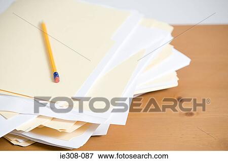 Files and a pencil View Large Photo Image Stock Photo - Files and a pencil. Fotosearch
