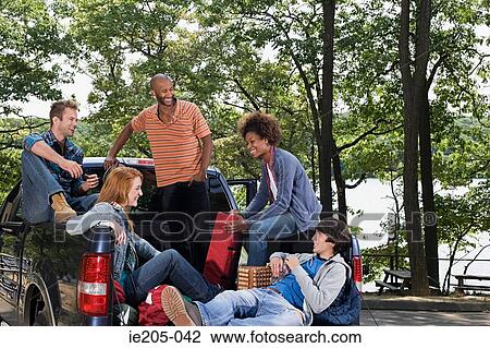 Friends in pickup truck View Large Photo Image Stock Image - Friends in pickup truck. Fotosearch