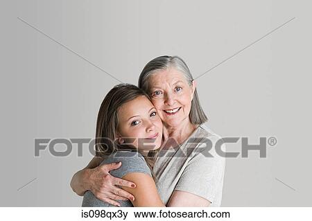 Stock Photo - Girl and grandmother. Fotosearch