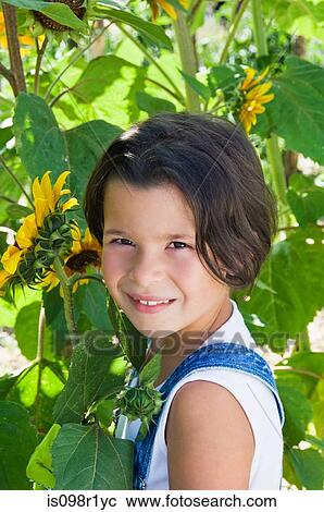 Girl and sunflowers View Large Photo Image Stock Image - Girl and sunflowers. Fotosearch