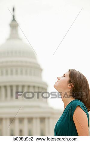 Stock Image - Girl by united states capitol building. Fotosearch