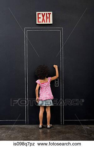 Girl knocking door View Large Photo Image Stock Photo - Girl knocking door. Fotosearch